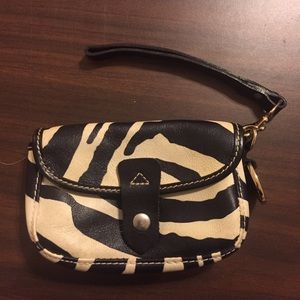 Dooney and Bourke zebra wristlet leather